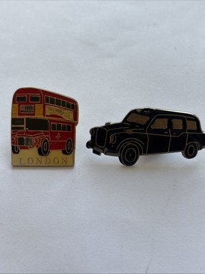 Two London Metal Badges. Bus And Black Cab. 