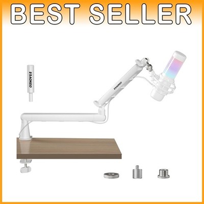 Stable Mic Boom Arm for HyperX QuadCast, Elgato Wave - White