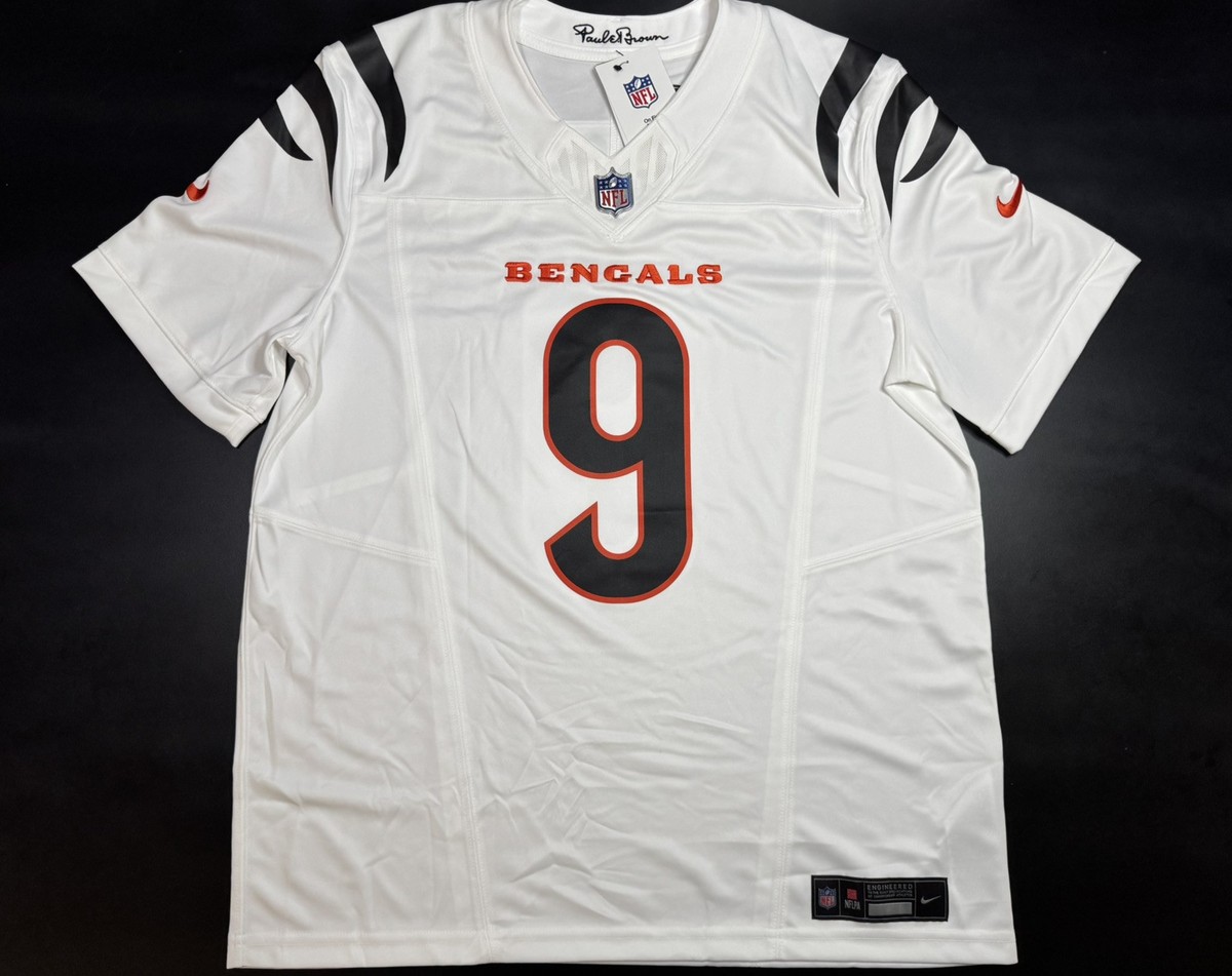 Large Joe Burrow #9 Vapor FUSE Jersey White Cincinnati Bengals