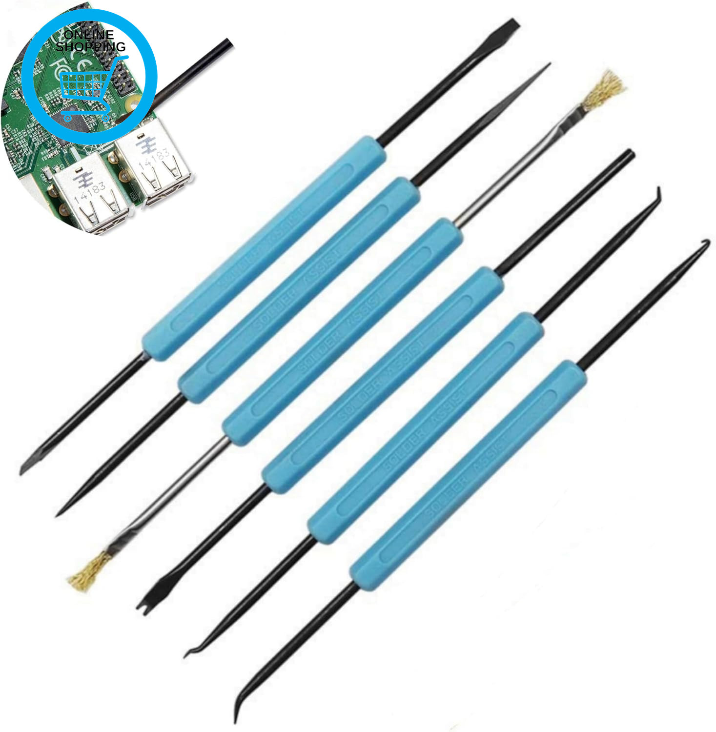 6Pcs Dual-Sided Solder Assist Disassembly Tool PCB Cleaning Kit PCB Circuit Boar