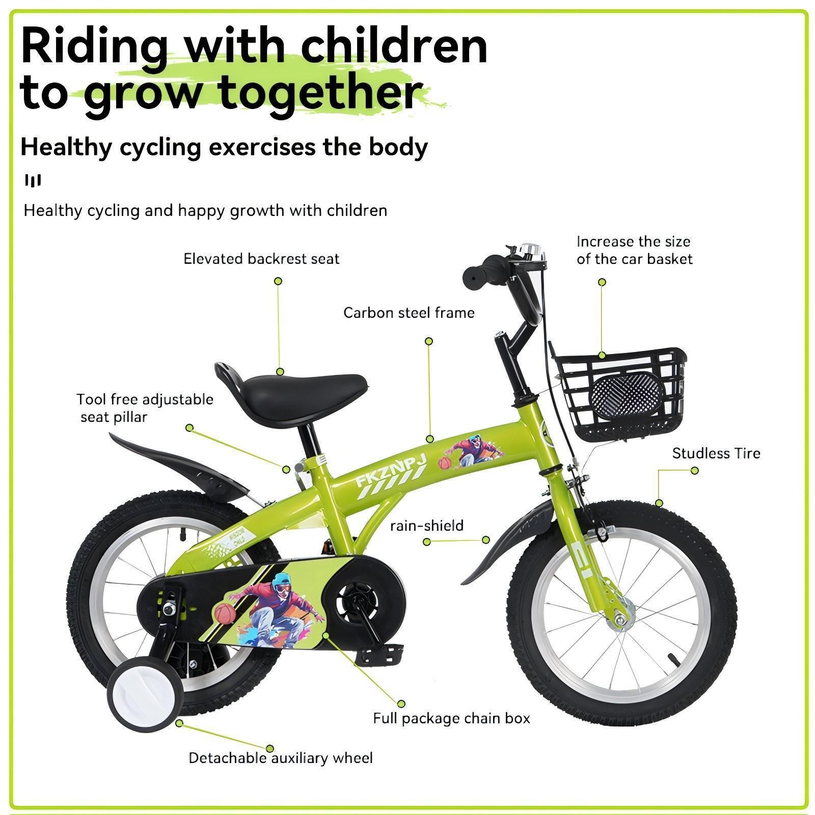 16-Inch Kids Bike for Boys & Girls 4-8, Adjustable Saddle & Handlebar, Easy