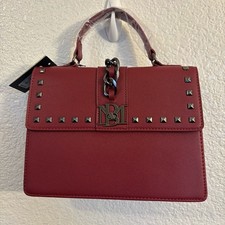 Badgley Mischka Studded Wine Vegan Leather Crossbody Bag NWT
