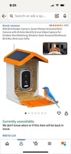 Smart Bird Camera, Bird Feeder Camera AI ldentify Birds Solar Powered w/ Night V