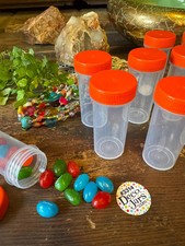 20 JARS Plastic Container ORANGE Caps Lid 1 ounce 30ml 3314 DecoJars EZ pour NEW