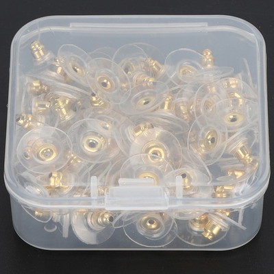 100x Earring Backs Replacement Pierced Backing Stopper Boxed DIY Material Je SET