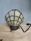 Vintage Tiffany Style Clam Shell, Stained Glass 7-8” Tall Art Deco Lamp Working