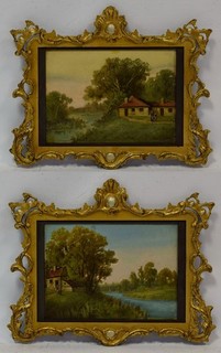 19th century old paintings set of 2 pieces landscapes oil.