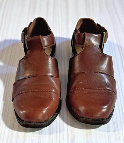 JG Hook Damenschuhe braun Leder Blockabsatz verstellbarer Schnallenverschluss Größe 6,5 - Bild 5 von 9