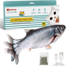 Electric Flopping Fish Cat Toy 10.5" with Catnip   Motion Wiggle Carp for Active