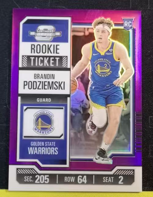 Brandin Podziemski 2023-24 Panini Contenders Optic 08/15 Purple Rookie Ticket RC