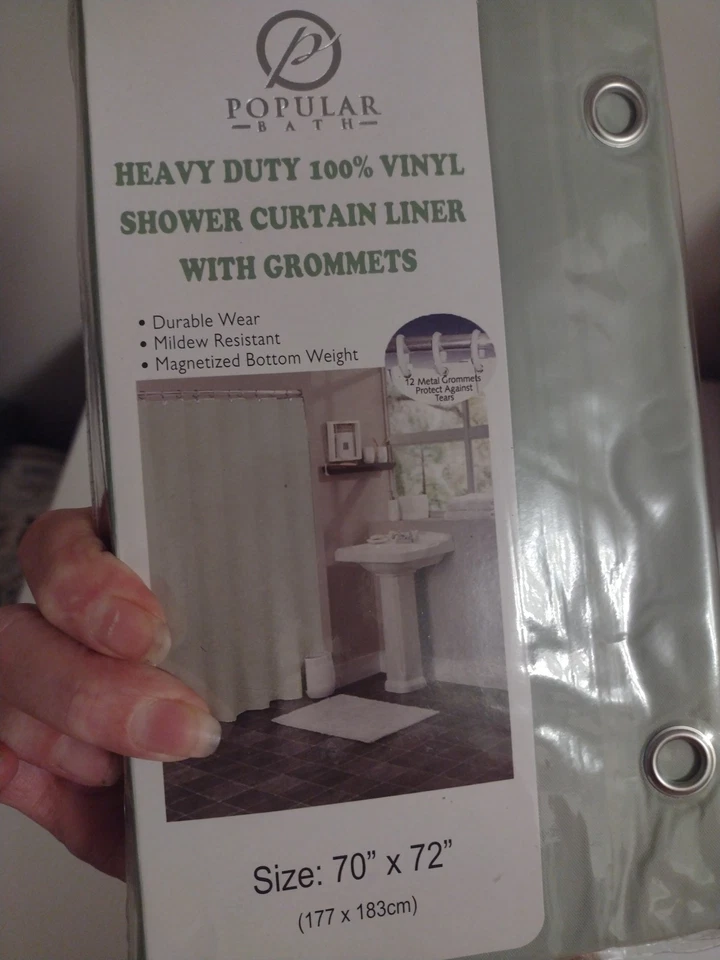 Popular revestimiento de cortina de ducha de vinilo de alta resistencia para baño verde salvia resistente al moho Foto 4 de 4