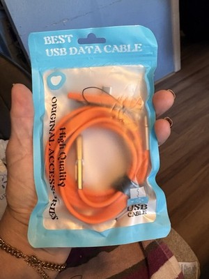 Orange Universal Charging & Data Sync Cable USB-C Micro-USB 