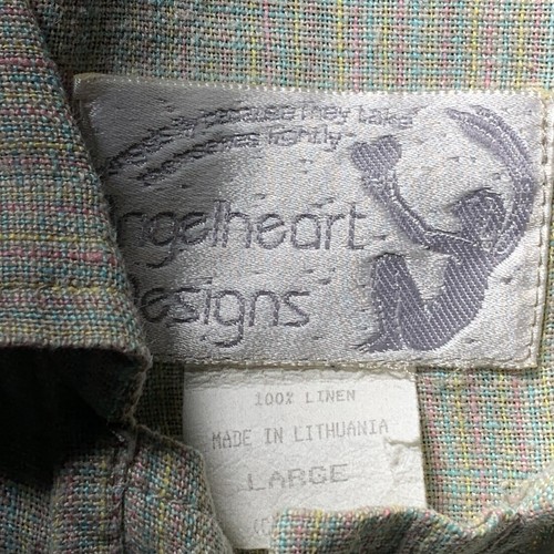 Angelheart Engelhart LARGE Shirt Jacket Linen Pinstriped Lagenlook Oversize - Picture 2 of 9