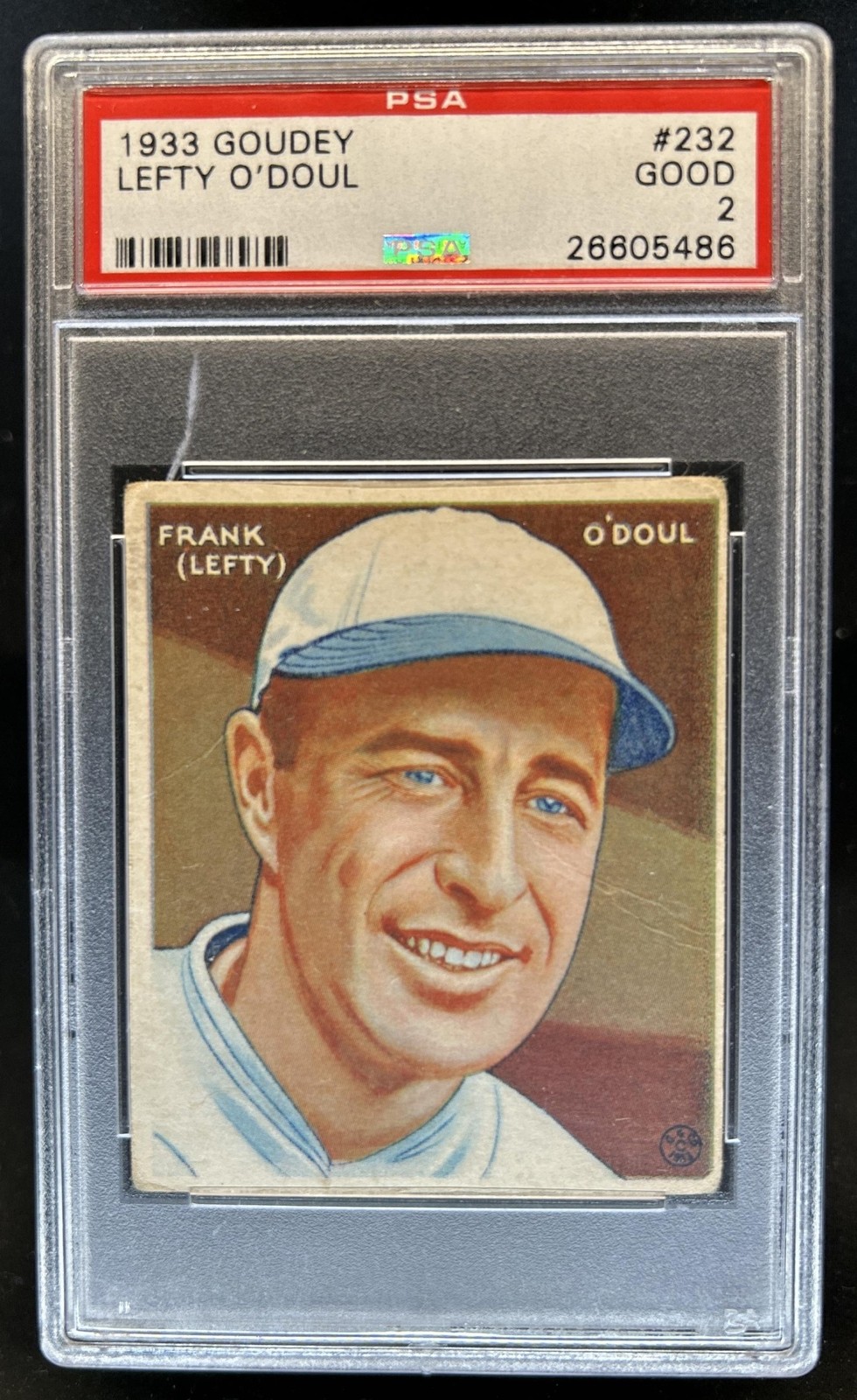 1933 Goudey R319 Frank "Lefty" O'Doul Rookie RC #232 Giants PSA 2