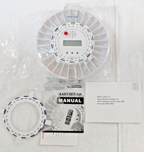 Med-e-lert Automatic Pill Dispenser 28 Day 7 Day 4 Times Needs KEY - Works Great - Picture 6 of 10