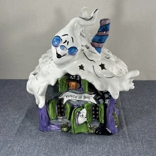 Halloween Ceramic Tea Light 2009 House of Boos* Blue Sky Clayworks Fall Decor