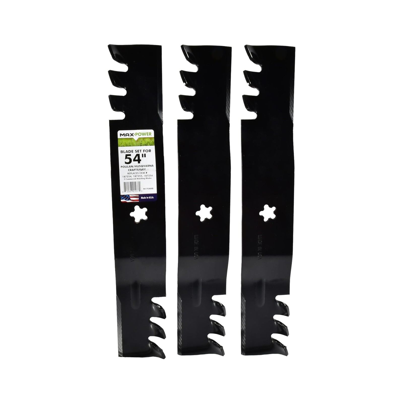 Maxpower 561738XB Set 3 Lame Mulching Professionali per Piatti 54"