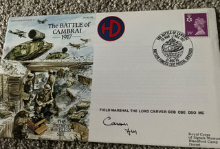 RAF SIGNED COVER SIGNED BY FIELD MARSHAL THE LORD CARVER DSO MC WINNER.
