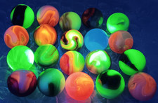 Vintage Marbles Lot- .63"- .58"- UV Glowing Jabo Swirls- L271