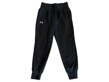 Under Armour Boys Black Fleece Jogger Pants YXS Polyester Elastic Waist Pockets