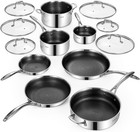 Deluxe 13 Piece Hybrid Ceramic Nonstick Stainless Steel Cookware Set-5 Piece Fry