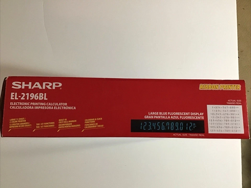 Sharp EL-2196BL 12-digit 2-color Ribbon Printer Large Desktop Calculator New! - Image 4 of 4