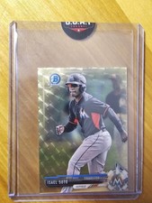 Marketplace image: 2017 Bowman Chrome Mini Isael Soto SuperFractor 1/1 #BCP129 Miami Marlins
