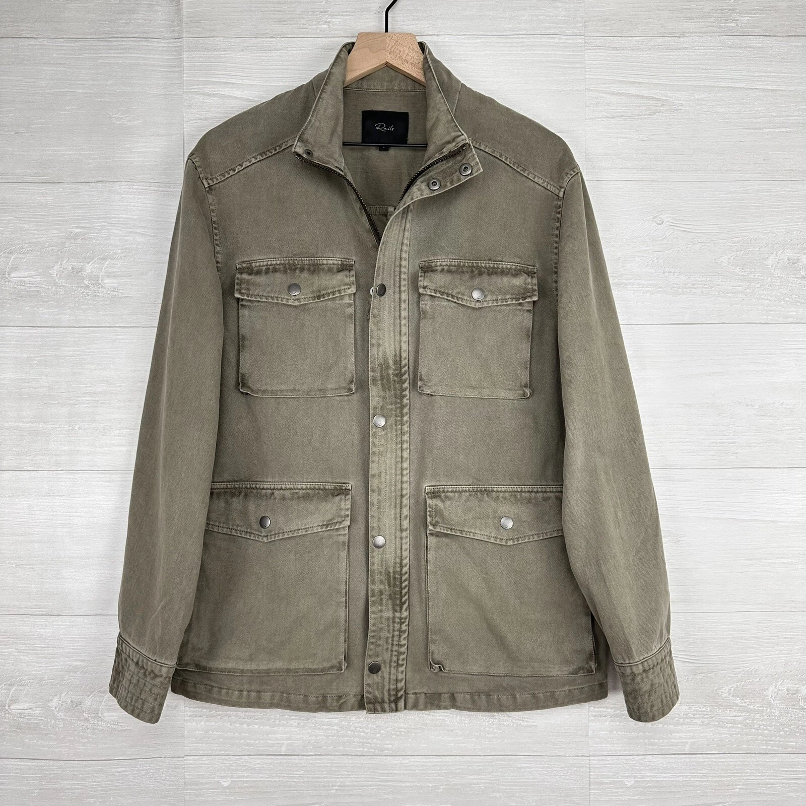 Rails Porter Field Utility Jacket Men Size S Sage Green Pockets Full Zip Army image 16