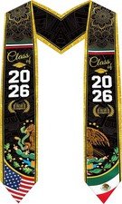 Mexican American Graduation Sash 2026, Mexico Stole Class of 2026, Cultural Sash