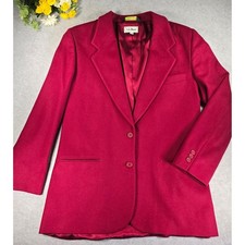 LL Bean Vintage Wool Cashmere Blazer Red Classic Quiet Luxury Size 12R Preppy