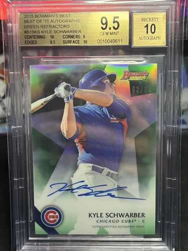 2015 Bowman’s Best Kyle Schwarber Green Auto /99 BGS 9.5 Cubs Phillies
