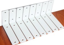 L Shelf Bracket 6" x 4" x 1.5" 5mm Thick White 100lb Load - 8 Pack for Home