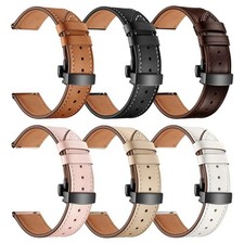 20mm 22mm Classic Genuine Leather Watch Band Strap Quick Release Wristband