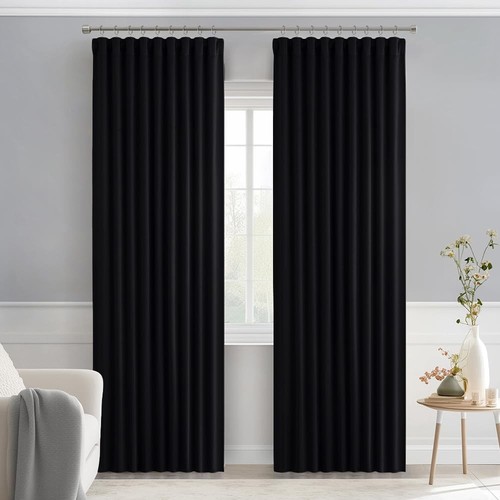 Back Tab Blackout Curtains 90 Inch Long 2 Panels Set for Living Room Bedroom - Picture 9 of 9