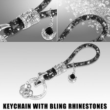 Auto Faux Kristall Schlüsselanhänger Ring Schlüssel mit Bling Strass Schwarz