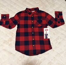 Boy&rsquo;s Wrangler Black And Red Plaid Button Down Flannel Shirt NWT Size 8