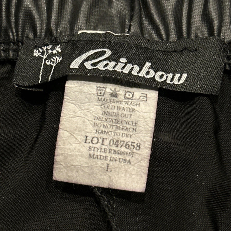 Pantalones De Colección Y2K Rainbow EE. UU. Negros Imitación Cuero Pantalones Festival Mujeres L A23 Foto 2 de 3