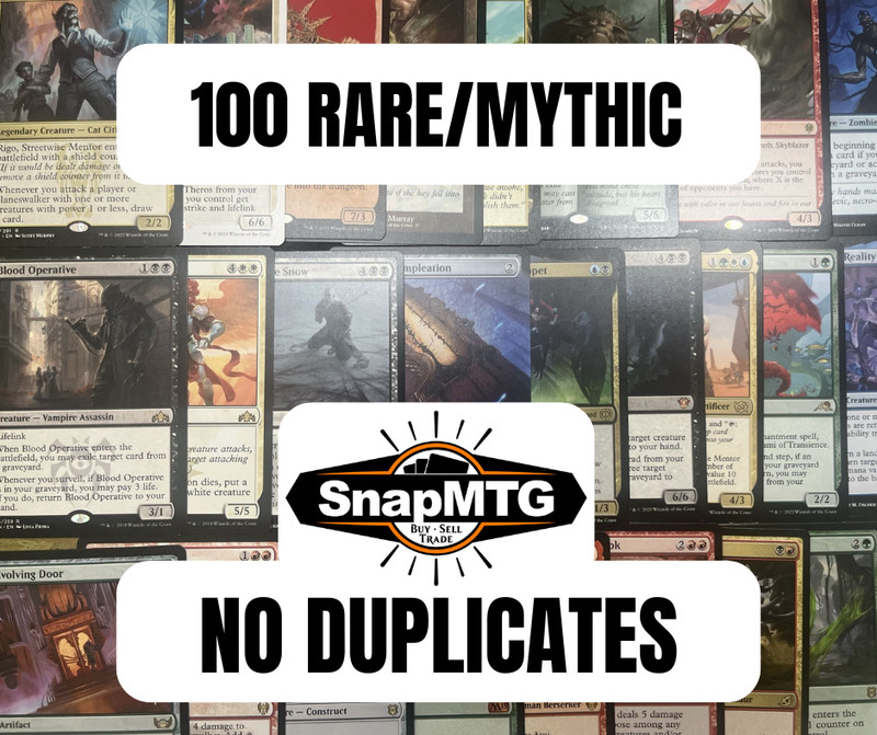 100 Magic: The Gathering Rare/Mythic Card Lot - No Duplicates
