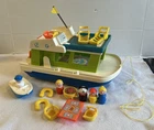 Vintage Fisher Price Little People Play Family Houseboat Complete #985 w/ String