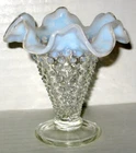 Vintage Fenton French Opalescent Hobnail Ruffled Vase