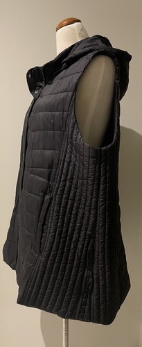 TS VIRTUELLE Sleeveless Zip Up Promenade Hooded Puffer Vest Black Size 20 - Picture 7 of 9