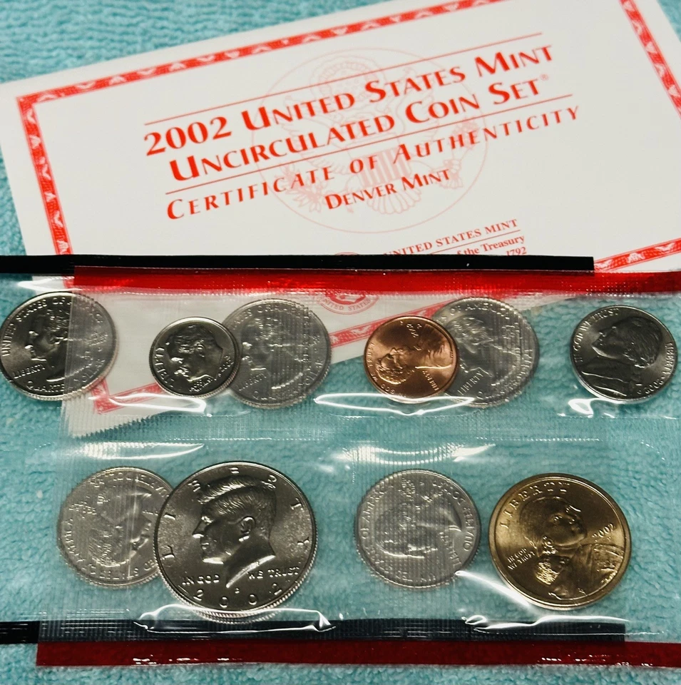 2002 US Mint Coin Sets D+P mints - COA 20 Coins - 10 State Quarters Mint BU - Image 4 of 4