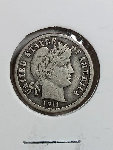 1911 (P) Philadelphia Barber Silver Dime  Actual Coin G28 Item F12F8