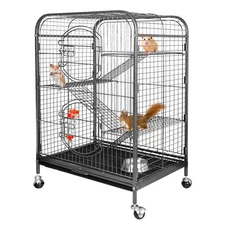 37" Ferret Cage 4 Level Metal Rat Cage w/2 Doors Wheels for Small Animal Cage