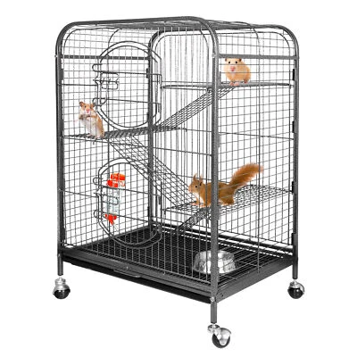 37" Metal Ferret Chinchilla Cage In/Outdoor Small Animals Hutch w/2 Front Doors - Photo 1/4