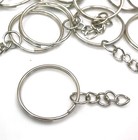 10 Silver Key rings with chain Starter Chain Base Split Ring Pendant Charm 25mm
