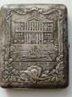 Cigarette Case Antique Moscow Silver Plated Brass Lock natural Stone.Patina.RARE