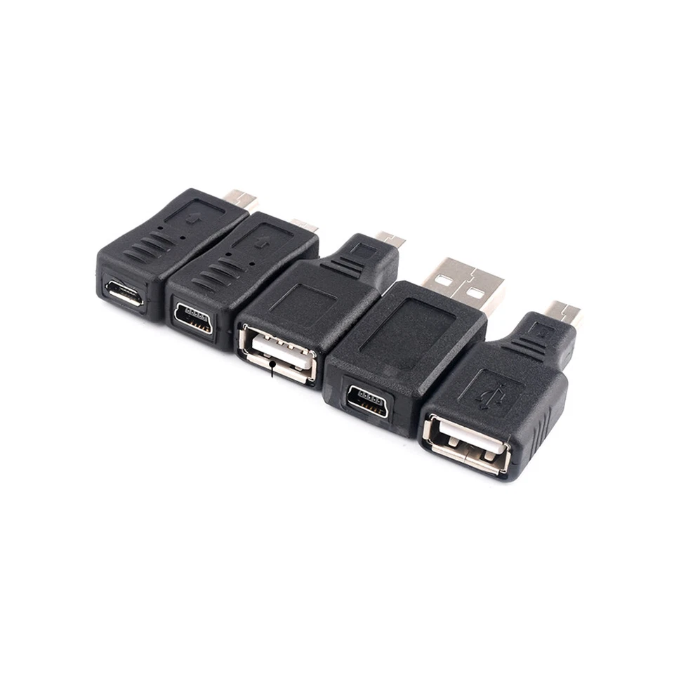 USB Micro Male to Mini Female Socket to Adapter Converter OTG Adapter -Black - Image 3 of 4