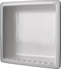 Shampoo Soap Shower Recessed Niche Ceramic Shelf Gloss White 1