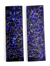 2 pcs. Raffir  .375" Blue Sparkle Knife Handle Material Scales 1.7" x 5.7"